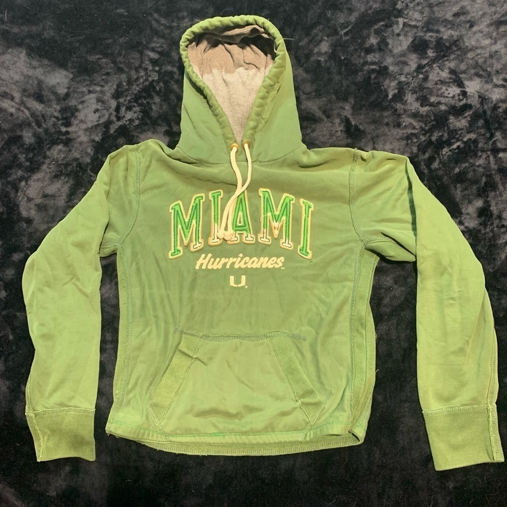 💜 Vintage 90s Campus Crew Miami Hurricanes Hoodie - Size Small - Picture 6 of 15